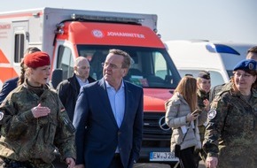 Unterst&uuml;tzungsbereich der Bundeswehr - Presse- und Informationszentrum: &Uuml;bung "Medic Quadriga 2026": Minister informiert sich am Hub Berlin &uuml;ber zivil-milit&auml;rische Rettungskette
