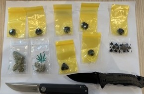 Bundespolizeiinspektion Flensburg: BPOL-FL: PI - Zwei Messer und Drogen am Bahnhof sichergestellt