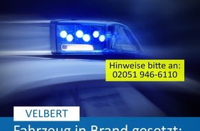Polizei Mettmann: POL-ME: Fahrzeug in Brand gesetzt: Die Polizei ermittelt und bittet um Hinweise - 2505010
