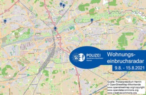 Polizeipräsidium Hamm: POL-HAM: Wohnungseinbruchsradar Hamm für die Woche 09.08.2021 bis 15.08.2021