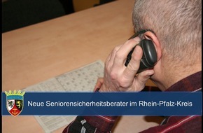 Polizeipräsidium Rheinpfalz: POL-PPRP: Neue Seniorensicherheitsberater für Rhein-Pfalz-Kreis
Wer die kriminellen Tricks kennt, kann sich schützen!