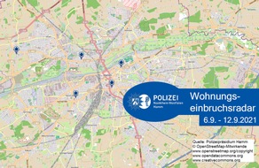 Polizeipräsidium Hamm: POL-HAM: Wohnungseinbruchsradar Hamm für die Woche 06.09.2021 bis 12.09.2021