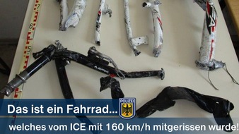 Bundespolizeiinspektion Magdeburg: BPOLI MD: ICE kollidiert bei 160 Stundenkilometern mit Fahrrad - Zeugenaufruf der Bundespolizei