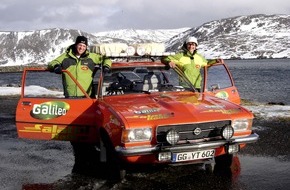 ProSieben: "CO2-neutral!" - Öko-Opel geht auf große Fahrt: Die "Galileo"-Salatöl-Rallye