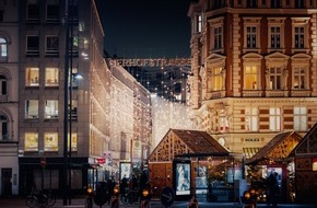 Kommunikationshafen Hamburg: Winterlicher Sternenzauber in Hamburg - erstmals erleuchten funkelnde LED-Kristalle jetzt auch das Nikolai Quartier und das Quartier Gänsemarkt in Hamburg