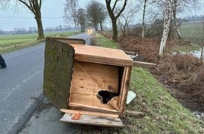 Polizeiinspektion Cuxhaven: POL-CUX: Verkaufsstand zur Selbstbedienung in Kassebruch (Hagen im Bremischen) entwendet und aufgebrochen - Zeugenaufruf (Foto im Anhang)