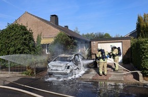 Feuerwehr Kleve: FW-KLE: Fahrzeugbrand drohte auf Wohnhaus überzugreifen