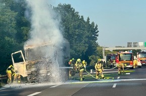 Feuerwehr Hannover: FW Hannover: LKW- Brand auf der Autobahn