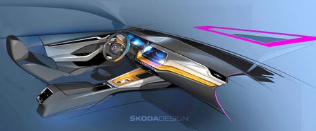 Skoda Auto Deutschland GmbH: Designskizzen vermitteln ersten Eindruck vom Innenraumkonzept des neuen SKODA OCTAVIA (FOTO)