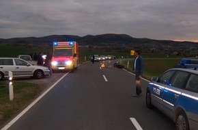 Polizeiinspektion Hameln-Pyrmont/Holzminden: POL-HOL: B 240 Scharfoldendorf - Ith: 30jähriger Kradfahrer schwer verletzt - Nach rechts von der Fahrbahn abgekommen -