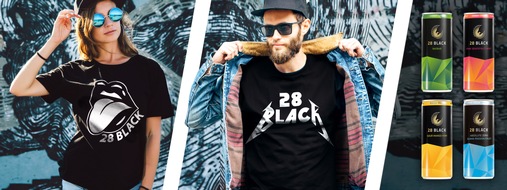 28 BLACK: Move to your rhythm and wear black / Energy Drink 28 BLACK verlost coole Band-Shirts