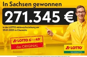 Sächsische Lotto-GmbH: Lotto-Sechser in Chemnitz: 271.345,70 Euro gewonnen