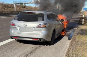 Autobahnpolizeiinspektion: API-TH: Pkw geht in Flammen auf