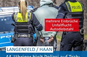 Polizei Mettmann: POL-ME: Mutmaßlicher Einbrecher flüchtete nach Verkehrsunfall: Polizei nimmt Tatverdächtigen fest - Langenfeld / Haan - 2302057