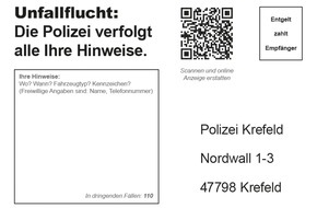 Polizeipräsidium Krefeld: POL-KR: Einladung zum Pressetermin am 17. Mai 2019 um 13:30 Uhr 
Aktion gegen Verkehrsunfallflucht - Polizei Krefeld für mehr Aufmerksamkeit und Ehrlichkeit