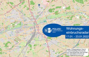 Polizeipräsidium Hamm: POL-HAM: Wohnungseinbruchsradar Hamm für die Woche vom 17. Januar bis 23. Januar 2022