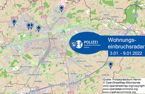 Polizeipräsidium Hamm: POL-HAM: Wohnungseinbruchsradar Hamm für die Woche vom 3. Januar bis 9. Januar 2022