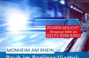 Polizei Mettmann: POL-ME: Raub im Berliner Viertel: Polizei ermittelt - Monheim am Rhein - 2309016