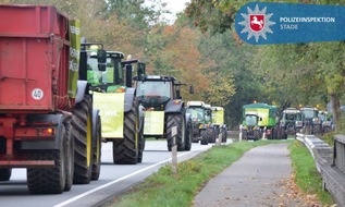 Polizeiinspektion Stade: POL-STD: Treckerdemo am Donnerstag in Hamburg - Verkehrsbehinderungen auch auf den Straßen im Landkreis Stade wahrscheinlich -