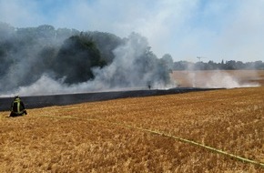 Feuerwehr Düsseldorf: FW-D: Stoppelfeldbrand in Hubbelrath - Feuerwehr verhindert ein Übergreifen auf Wald