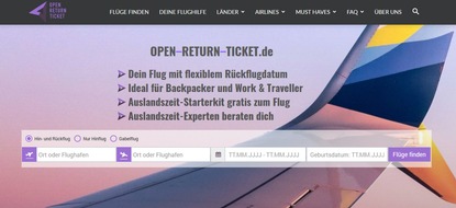 INITIATIVE auslandszeit GmbH: Neue Flugsuchmaschine Open-Return-Ticket.de: Flüge mit flexiblem Rückflug zu günstigen Jugend- und Studententarifen buchen