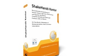 ShakeHands Software Ltd: Integriertes Bürosoftware Komplettpaket ShakeHands Kontor in den Ausführungen Freeware, Saldo, Balance erschienen / Herstellerin integriert ISO-Zahlungsverkehr, native Cocoa-Version, Kontenrahmen nach nRLG