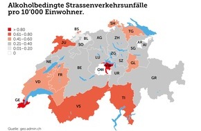 Touring Club Schweiz/Suisse/Svizzero - TCS: Alkohol verursacht mehr schwere Unfälle in der Westschweiz als in der Deutschschweiz