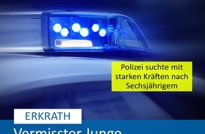 Polizei Mettmann: POL-ME: Vermisster Junge wohlbehalten angetroffen - Erkrath - 2403040