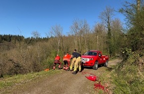 Feuerwehr Weinheim: FW Weinheim: Vom Waldweg abgekommen und abgerutscht - Weinheimer Feuerwehr rettet zwei Spazierg&auml;nger oberhalb des Funkturms N&auml;chstenbach