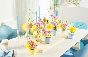 Blumenbüro: Frühlingshafte Chrysanthemen in leuchtenden Farben / Lust auf bunt: "Happy Life"-Vasen für die Chrysantheme