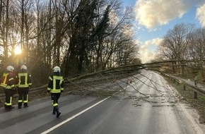 Feuerwehr Mettmann: FW Mettmann: Sturmtief Zeynep - Feuerwehr Mettmann rückt zu zahlreichen Einsätzen im Stadtgebiet aus