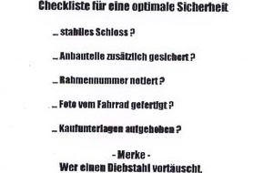 Polizeiinspektion Hildesheim: POL-HI: Save your bike - oder willst Du Fuß nach Hause gehen ?