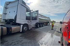 Polizeidirektion Neustadt/Weinstraße: POL-PDNW: Polizeiautobahnstation Ruchheim - Unfall mit Lkw verursacht Stau auf der BAB 61