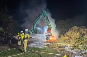 Freiwillige Feuerwehr Osterholz-Scharmbeck: FW Osterholz-Scharm.: 10stündiger Einsatz in Ohlenstedt - Feuerwehr kann Übergreifen der Flammen auf Nachbargebäude verhindern