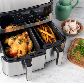 Smartes Kochen mit Expertenempfehlung: Launch der neuen Jamie Oliver by Tefal Doppelkammer-Heißluftfritteuse und dem rotierenden Pizzaofen