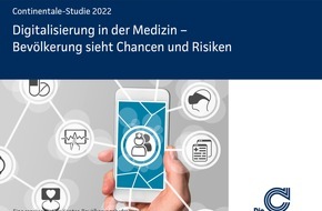 Continentale Versicherung: Continentale-Studie 2022: Digitalisierung in der Medizin - Bevölkerung sieht Chancen und Risiken