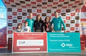 MSD Merck Sharp & Dohme AG: Résultant de l'UNICEF Extra Mile du Swiss City Marathon Lucerne: MSD remet un chèque de 20'000 francs suisses à l'organisation UNICEF Suisse et Liechtenstein