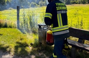 Feuerwehr Schermbeck: FW-Schermbeck: Mülleimerbrand am Mühlenteich