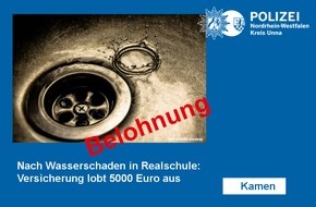 Kreispolizeibehörde Unna: POL-UN: Kamen - Wasserschaden in Schule durch Vandalismus
- Versicherung lobt Belohnung aus