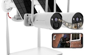 PEARL GmbH: VisorTech 2K-Festplatten-Überwachungsrekorder + 2 Solar-Akku-Kameras, HDMI, App: Hochaufgelöste Überwachung mit bis zu 8 Kameras