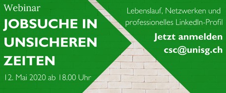 Universität St. Gallen: Gratis-Webinar: Jobsuche in unsicheren Zeiten