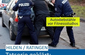 Polizei Mettmann: POL-ME: Serie von Autodiebstählen: Polizei fasst Tatverdächtige - Hilden / Ratingen / Bochum - 2411030