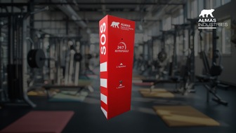 ALMAS INDUSTRIES AG: Sicherheit rund um die Uhr: die Notfallsäule von ALMAS INDUSTRIES für Sport- und Fitnessstudios