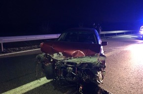 Polizeidirektion Bad Kreuznach: POL-PDKH: Verkehrsunfall B41 mit total beschädigtem PKW