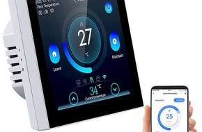 PEARL GmbH: revolt WLAN-Fußbodenheizung-Thermostat mit Touchdisplay, Feinstaub-Anzeige: Immer die Wohlfühl-Temperatur genießen und Energie sparen