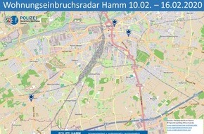 Polizeipräsidium Hamm: POL-HAM: Wohnungseinbruchs-Radar Hamm 10. bis 16.02.2020