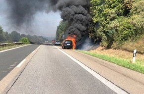 Polizeidirektion Landau: POL-PDLD: Brennender PKW auf A65