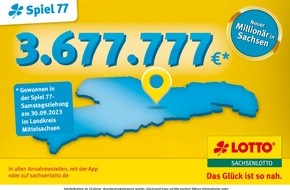 Sächsische Lotto-GmbH: Goldener Oktober im Landkreis Mittelsachsen: 3,67 Millionen Euro für den nächsten Sachsenlotto-Millionär