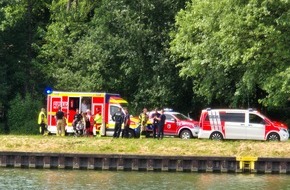 Feuerwehr Datteln: FW Datteln: Beinahe Badeunfall im Kanal sorgt für Großeinsatz