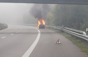 Polizeidirektion Neustadt/Weinstraße: POL-PDNW: Autobahnpolizei Ruchheim - Fahrzeugbrand auf BAB 61